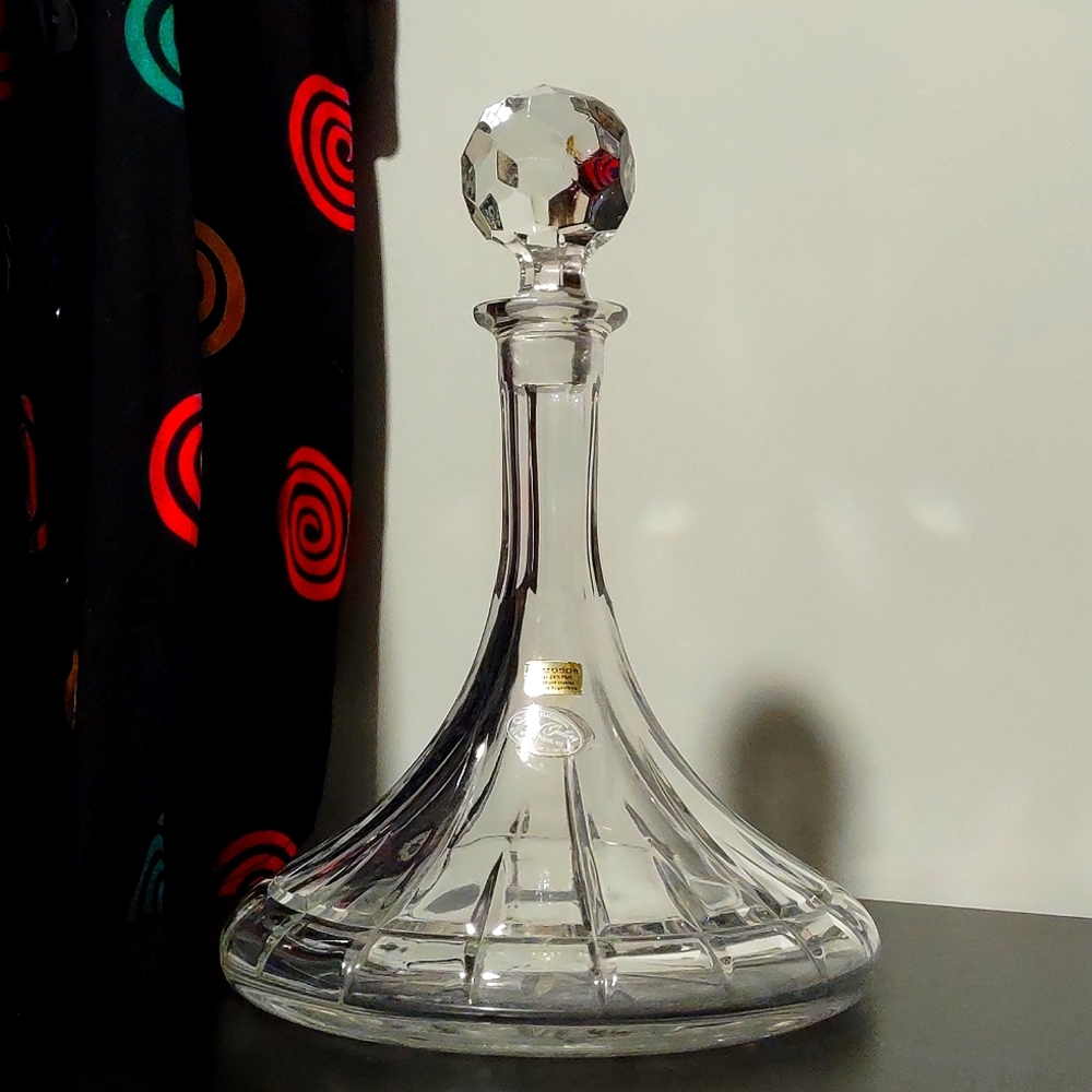 Royal Gallery Geometric Decanter Samobor Lead Crystal Yugoslavia